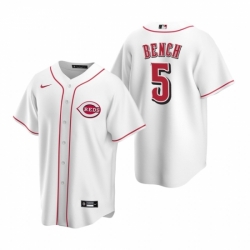 Mens Nike Cincinnati Reds 5 Johnny Bench White Home Stitched Baseball Jerse