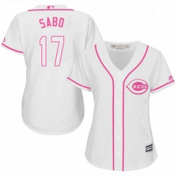 Womens Majestic Cincinnati Reds 17 Chris Sabo Replica White Fashion Cool Base MLB Jersey