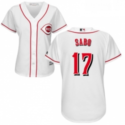 Womens Majestic Cincinnati Reds 17 Chris Sabo Replica White Home Cool Base MLB Jersey