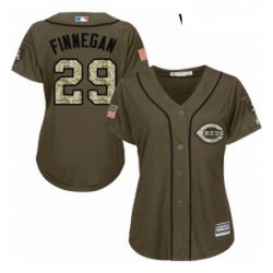 Womens Majestic Cincinnati Reds 29 Brandon Finnegan Authentic Green Salute to Service MLB Jersey