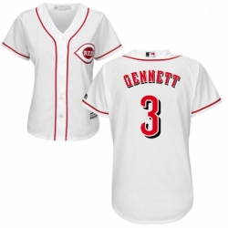 Womens Majestic Cincinnati Reds 3 Scooter Gennett Authentic White MLB Jersey 