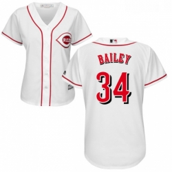 Womens Majestic Cincinnati Reds 34 Homer Bailey Replica White Home Cool Base MLB Jersey