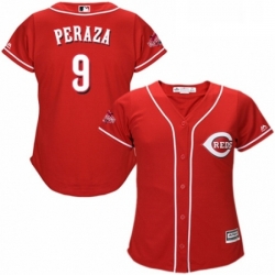 Womens Majestic Cincinnati Reds 9 Jose Peraza Authentic Red Alternate Cool Base MLB Jersey 