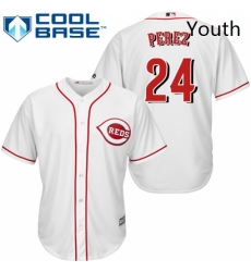 Youth Majestic Cincinnati Reds 24 Tony Perez Replica White Home Cool Base MLB Jersey