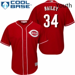 Youth Majestic Cincinnati Reds 34 Homer Bailey Authentic Red Alternate Cool Base MLB Jersey