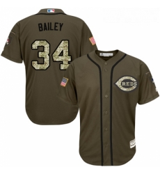 Youth Majestic Cincinnati Reds 34 Homer Bailey Replica Green Salute to Service MLB Jersey