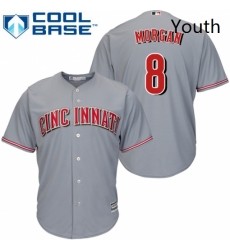 Youth Majestic Cincinnati Reds 8 Joe Morgan Replica Grey Road Cool Base MLB Jersey