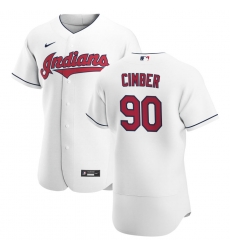 Men Cleveland Indians 90 Adam Cimber Men Nike White Home 2020 Flex Base Team MLB Jersey