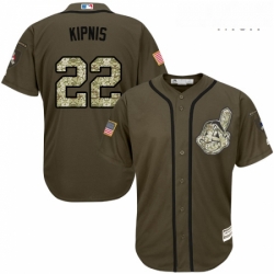 Mens Majestic Cleveland Indians 22 Jason Kipnis Authentic Green Salute to Service MLB Jersey