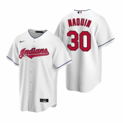 Mens Nike Cleveland Indians 30 Tyler Naquin White Home Stitched Baseball Jerse