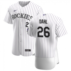 Men Colorado Rockies 26 David Dahl Men Nike White Home 2020 Flex Base Player MLB Jersey