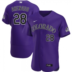 Men Colorado Rockies 28 Nolan Arenado Men Nike Purple Alternate 2020 Flex Base Player MLB Jersey