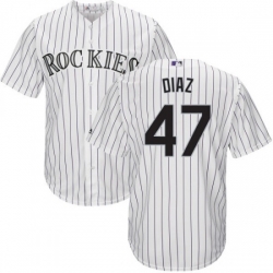 Men Nike Colorado Rockies 47 Jairo Diaz White Flex Base MLB Jersey