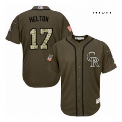 Mens Majestic Colorado Rockies 17 Todd Helton Replica Green Salute to Service MLB Jersey