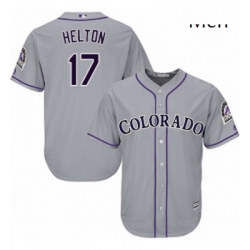 Mens Majestic Colorado Rockies 17 Todd Helton Replica Grey Road Cool Base MLB Jersey