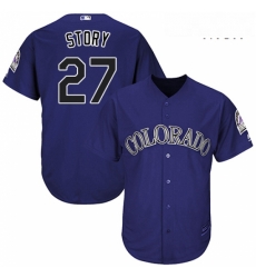 Mens Majestic Colorado Rockies 27 Trevor Story Replica Purple Alternate 1 Cool Base MLB Jersey