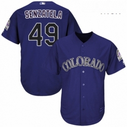 Mens Majestic Colorado Rockies 49 Antonio Senzatela Replica Purple Alternate 1 Cool Base MLB Jersey 