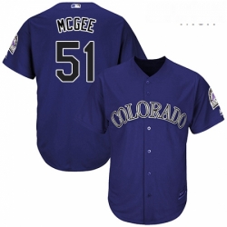 Mens Majestic Colorado Rockies 51 Jake McGee Replica Purple Alternate 1 Cool Base MLB Jersey