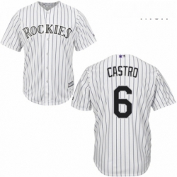 Mens Majestic Colorado Rockies 6 Daniel Castro Replica White Home Cool Base MLB Jersey 