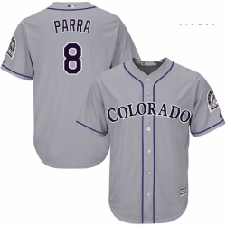 Mens Majestic Colorado Rockies 8 Gerardo Parra Replica Grey Road Cool Base MLB Jersey