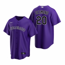 Mens Nike Colorado Rockies 20 Ian Desmond Purple Alternate Stitched Baseball Jerse