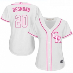 Womens Majestic Colorado Rockies 20 Ian Desmond Replica White Fashion Cool Base MLB Jersey