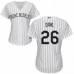 Womens Majestic Colorado Rockies 26 David Dahl Replica White Home Cool Base MLB Jersey 