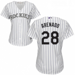 Womens Majestic Colorado Rockies 28 Nolan Arenado Replica White Home Cool Base MLB Jersey