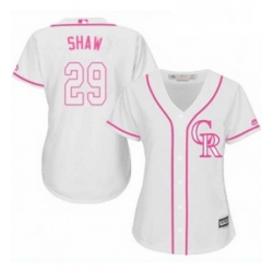 Womens Majestic Colorado Rockies 29 Bryan Shaw Authentic White Fashion Cool Base MLB Jersey 