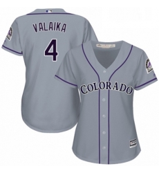 Womens Majestic Colorado Rockies 4 Pat Valaika Authentic Grey Road Cool Base MLB Jersey 