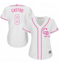 Womens Majestic Colorado Rockies 6 Daniel Castro Authentic White Fashion Cool Base MLB Jersey 