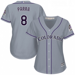 Womens Majestic Colorado Rockies 8 Gerardo Parra Replica Grey Road Cool Base MLB Jersey