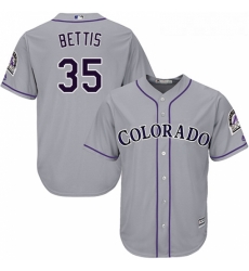 Youth Majestic Colorado Rockies 35 Chad Bettis Replica Grey Road Cool Base MLB Jersey