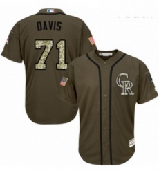 Youth Majestic Colorado Rockies 71 Wade Davis Replica Green Salute to Service MLB Jersey 