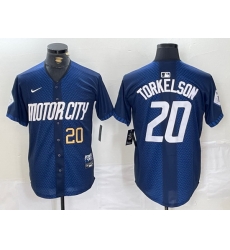 Men Detroit Tigers 20 Spencer Torkelson 2024 Navy City Connect Cool Base Limited jerseys 2