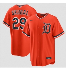 Men Detroit Tigers  29 Tarik Skubal Orange Alternate Stitched Baseball Jersey