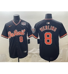 Men Detroit Tigers  8 Matt Vierling Black 2026 Alternate USA 250  Patch Vapor Premier Limited Stitched Baseball Jersey