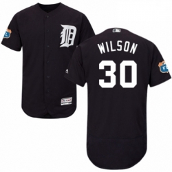 Mens Majestic Detroit Tigers 30 Alex Wilson Navy Blue Alternate Flex Base Authentic Collection MLB Jersey