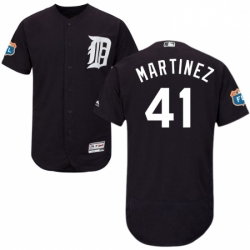 Mens Majestic Detroit Tigers 41 Victor Martinez Navy Blue Alternate Flex Base Authentic Collection MLB Jersey