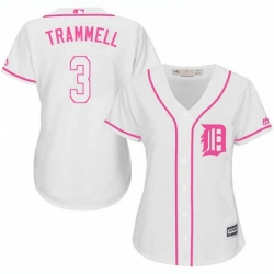 Womens Majestic Detroit Tigers 3 Alan Trammell Replica White Fashion Cool Base MLB Jersey