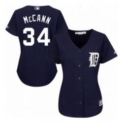 Womens Majestic Detroit Tigers 34 James McCann Replica Navy Blue Alternate Cool Base MLB Jersey