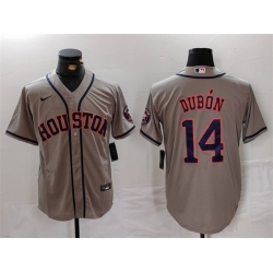 Men Houston Astros 14 Mauricio Dubon Grey Cool Base Stitched Baseball Jersey