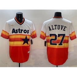 Men Houston Astros 27 Jose Altuve Orange Rainbow Cool Base Stitched Jersey