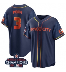 Men Houston Astros 3 Jeremy Pena Navy 2022 World Series Champions City Connect Stitched Baseball Jersey