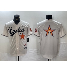 Men Houston Astros Team Big Logo Cream Cactus Jack Vapor Premier Limited Stitched Baseball Jersey 2