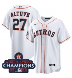 Men's Houston Astros #27 Jose Altuve White 2022 World Series Champions Home Stitched Baseball Jersey