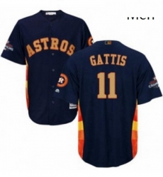 Mens Majestic Houston Astros 11 Evan Gattis Replica Navy Blue Alternate 2018 Gold Program Cool Base MLB Jersey