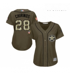 Womens Houston Astros 28 Robinson Chirinos Authentic Green Salute to Service Baseball Jersey 