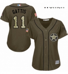 Womens Majestic Houston Astros 11 Evan Gattis Replica Green Salute to Service MLB Jersey