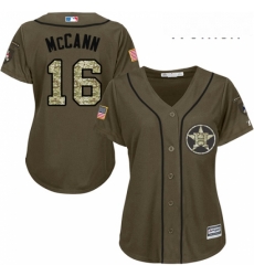 Womens Majestic Houston Astros 16 Brian McCann Authentic Green Salute to Service MLB Jersey